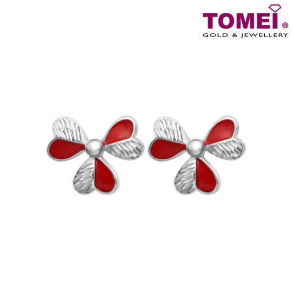 Blossoms in Rouge Earrings | Dazzling Dreams Collection | Tomei White Gold 585 (14K) (E1985)