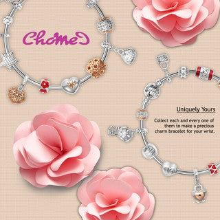 TOMEI Heart Lock Charm, White Gold & Rose Gold 585