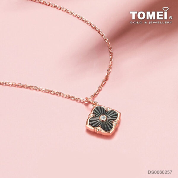 TOMEI Lucky Pattern Clover Pendant Set, Rose Gold 750 (GDIDDZ04070B/W)
