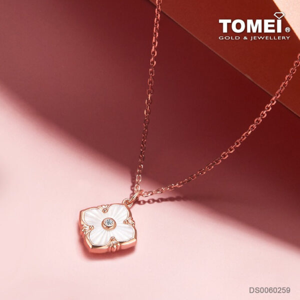 TOMEI Lucky Pattern Clover Pendant Set, Rose Gold 750 (GDIDDZ04070B/W)