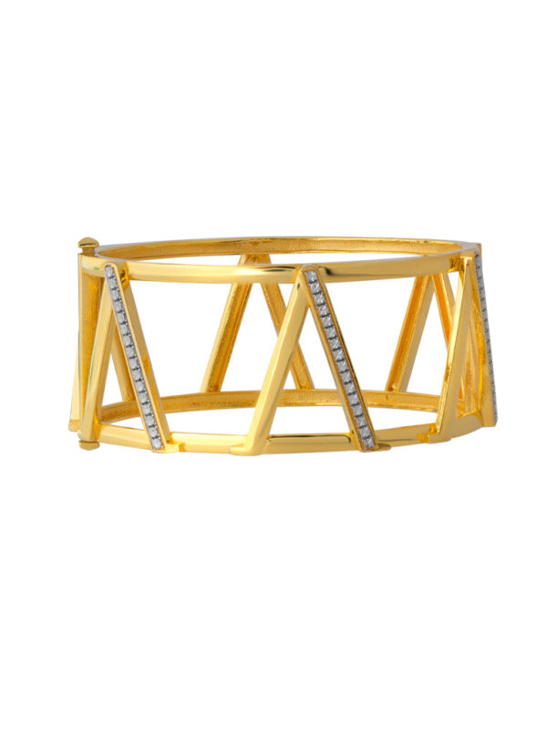 TOMEI Diamond Cut Collection V Bangle, Yellow Gold 916