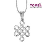 TOMEI Crocheted Centrepiece of Knitted Pizzazz Pendant, White Gold 585 (P5549/MF299)