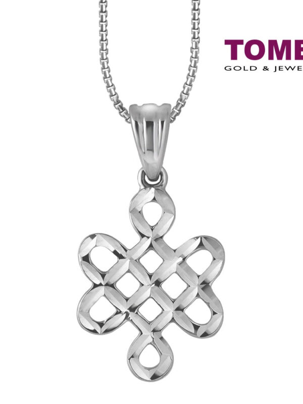 TOMEI Crocheted Centrepiece of Knitted Pizzazz Pendant, White Gold 585 (P5549/MF299)
