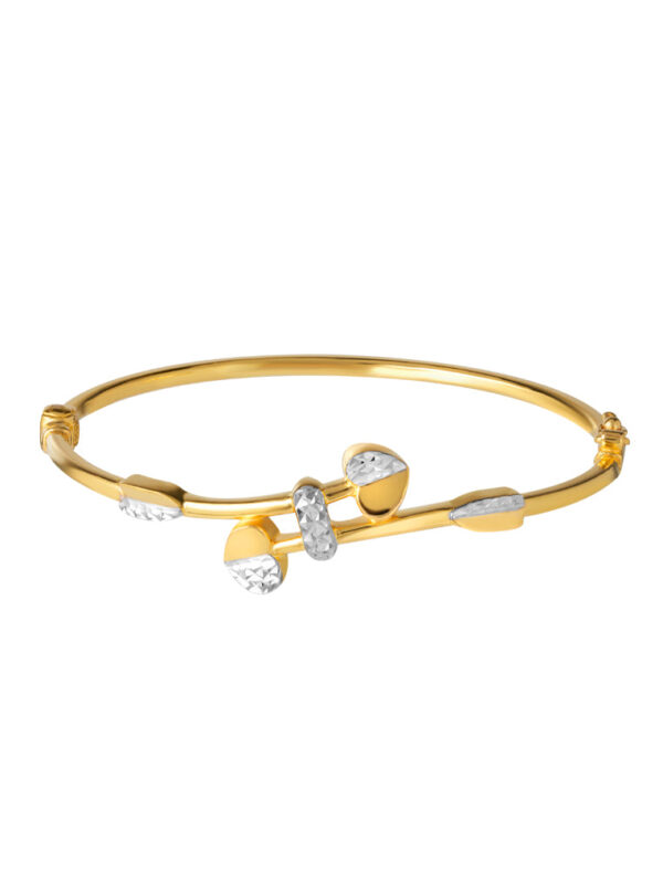 TOMEI Dual-Tone Love Arrow Bangle, Yellow Gold 916