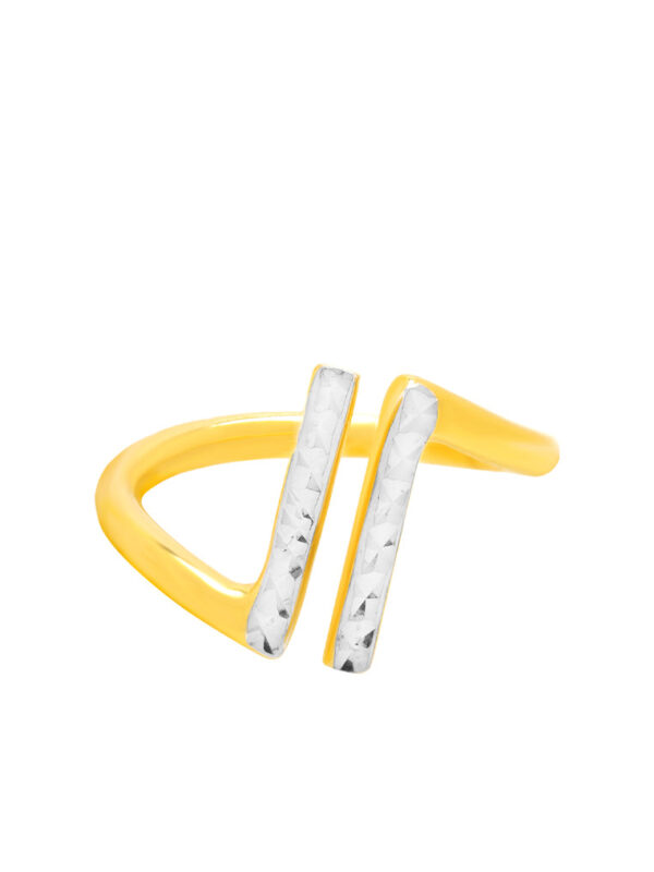 TOMEI Dual-Tone Parallel Ring, Yellow Gold 916