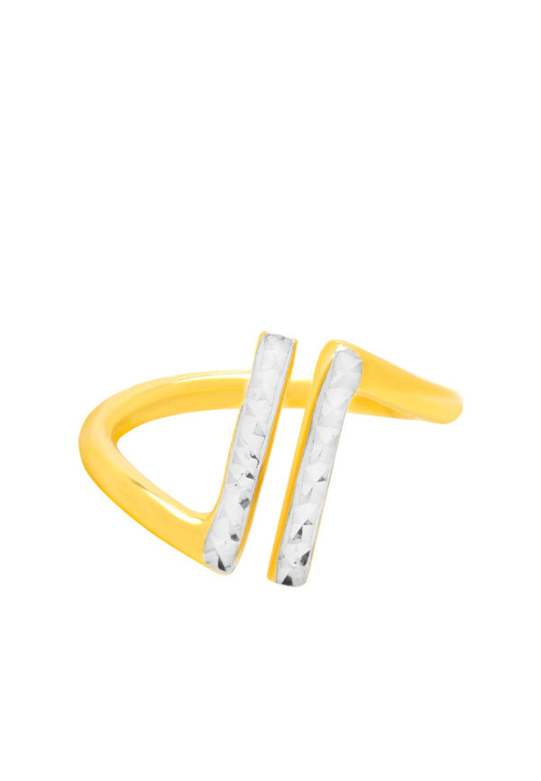 TOMEI Dual-Tone Parallel Ring, Yellow Gold 916