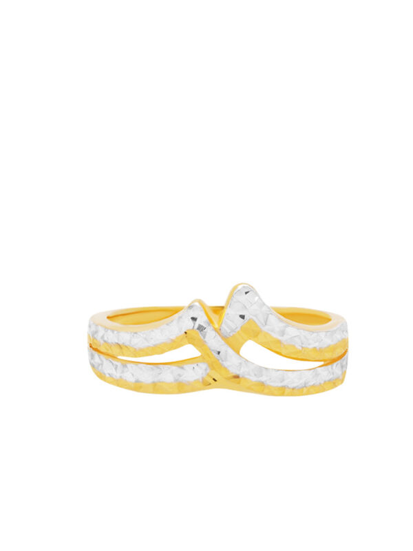 TOMEI Dual-Tone Wavy Ring, Yellow Gold 916