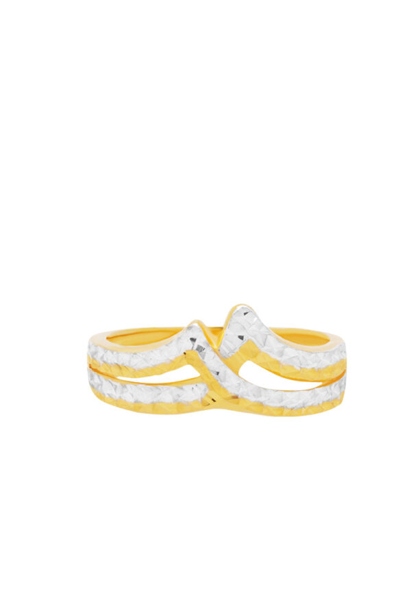 TOMEI Dual-Tone Wavy Ring, Yellow Gold 916