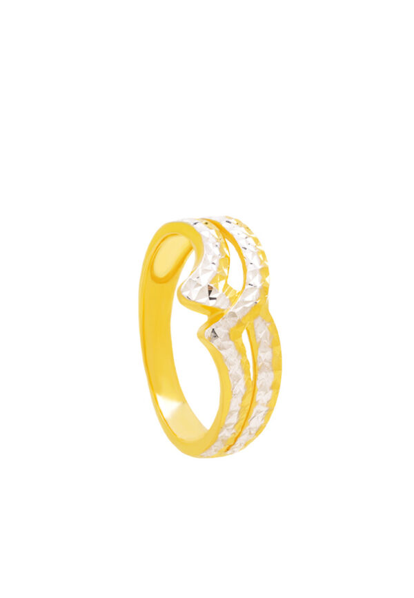 TOMEI Dual-Tone Wavy Ring, Yellow Gold 916