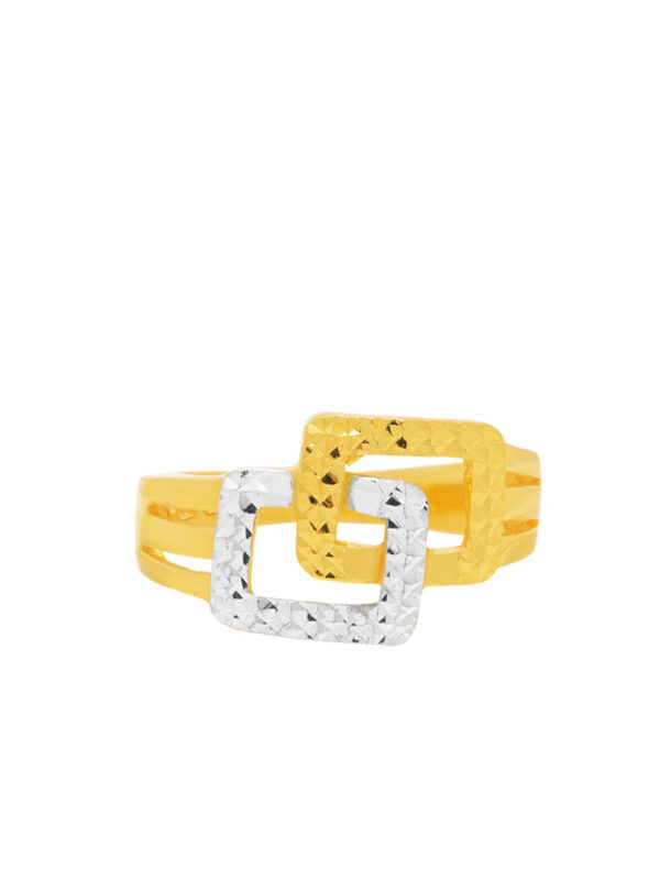 TOMEI Dual-Tone Interlocking  Bar Ring, Yellow Gold 916