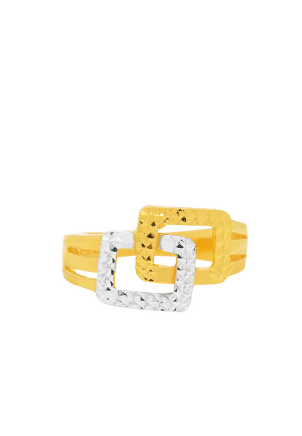 TOMEI Dual-Tone Interlocking  Bar Ring, Yellow Gold 916