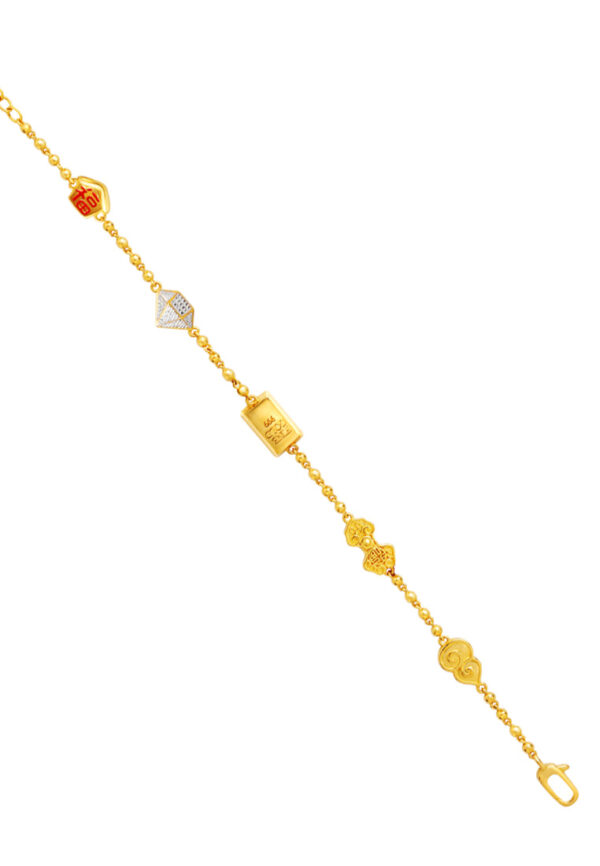 TOMEI Five Blessings Treasure Bracelet, Yellow Gold 916