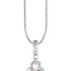 TOMEI Heart Lock Charm, White Gold & Rose Gold 585