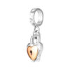 TOMEI Heart Lock Charm, White Gold & Rose Gold 585