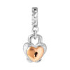 TOMEI Heart Lock Charm, White Gold & Rose Gold 585