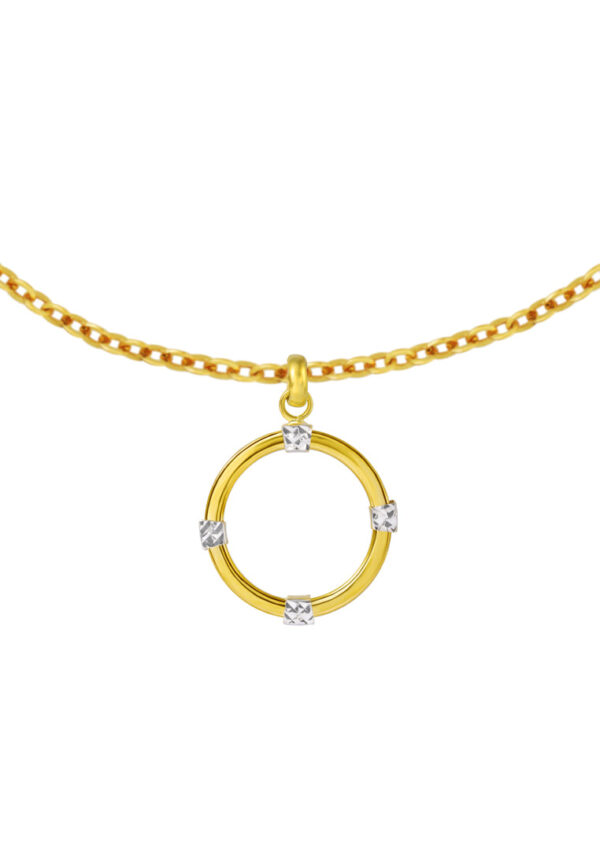TOMEI Lusso Italia Dual-Tone Circle Pendant, Yellow Gold 916
