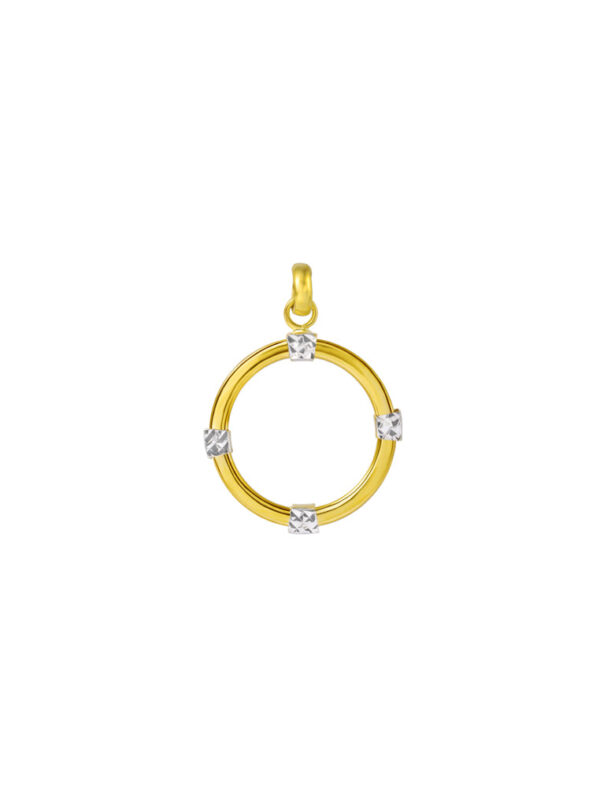 TOMEI Lusso Italia Dual-Tone Circle Pendant, Yellow Gold 916