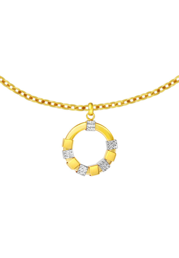 TOMEI Lusso Italia Dual-Tone Circle Pendant, Yellow Gold 916