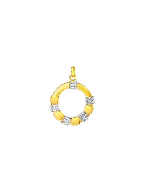 TOMEI Lusso Italia Dual-Tone Circle Pendant, Yellow Gold 916
