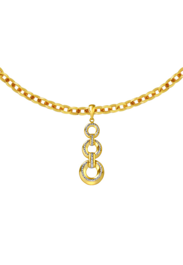 TOMEI Dual-Tone Trio-Circle Pendant, Yellow Gold 916