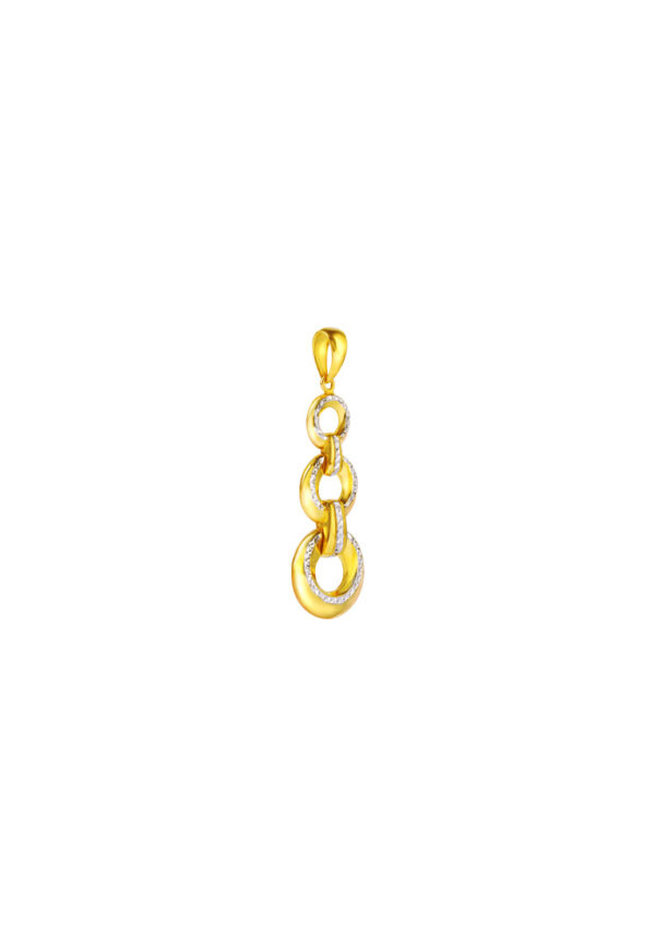 TOMEI Dual-Tone Trio-Circle Pendant, Yellow Gold 916