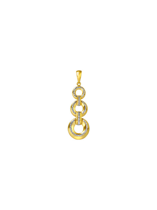 TOMEI Dual-Tone Trio-Circle Pendant, Yellow Gold 916