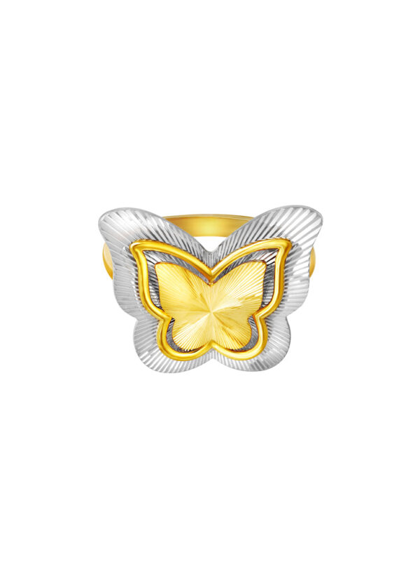 TOMEI Dual-Tone Butterfly Ring, Yellow Gold 916