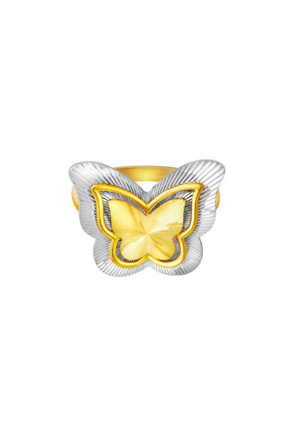 TOMEI Dual-Tone Butterfly Ring, Yellow Gold 916