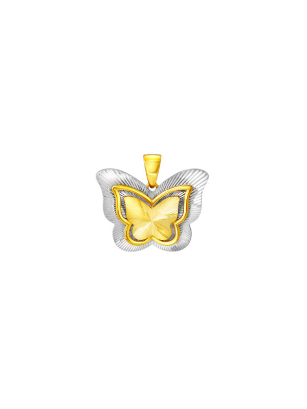 TOMEI Dual-Tone Butterfly Pendant, Yellow Gold 916