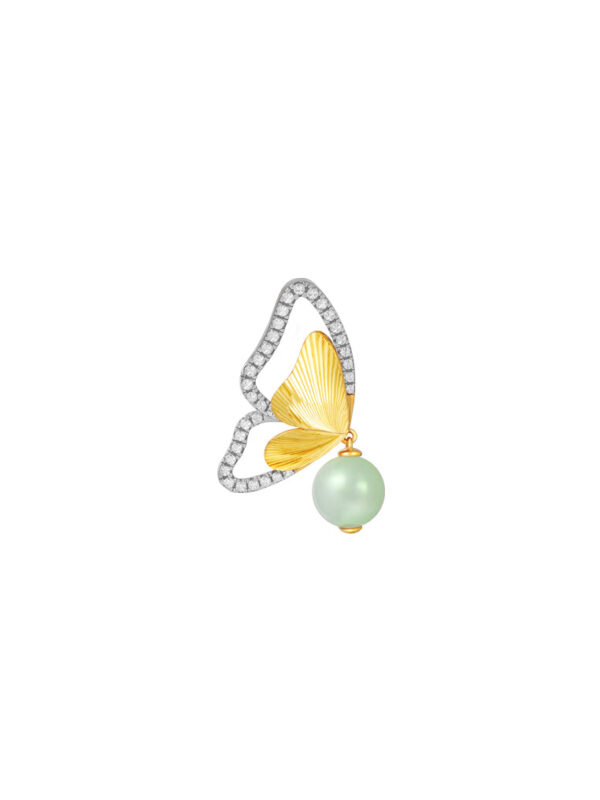TOMEI Diamond Cut Collection Butterfly Jade Pendant, Yellow Gold 916