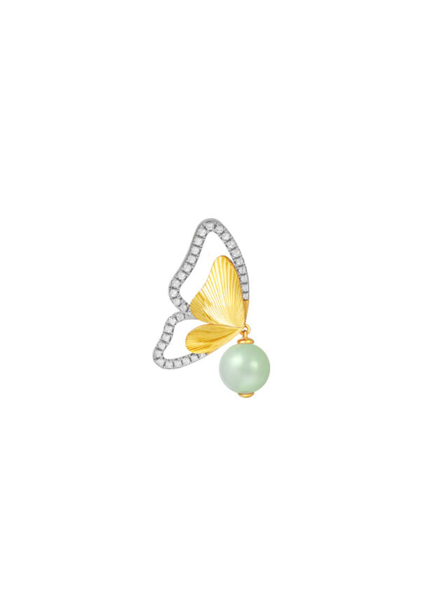 TOMEI Diamond Cut Collection Butterfly Jade Pendant, Yellow Gold 916