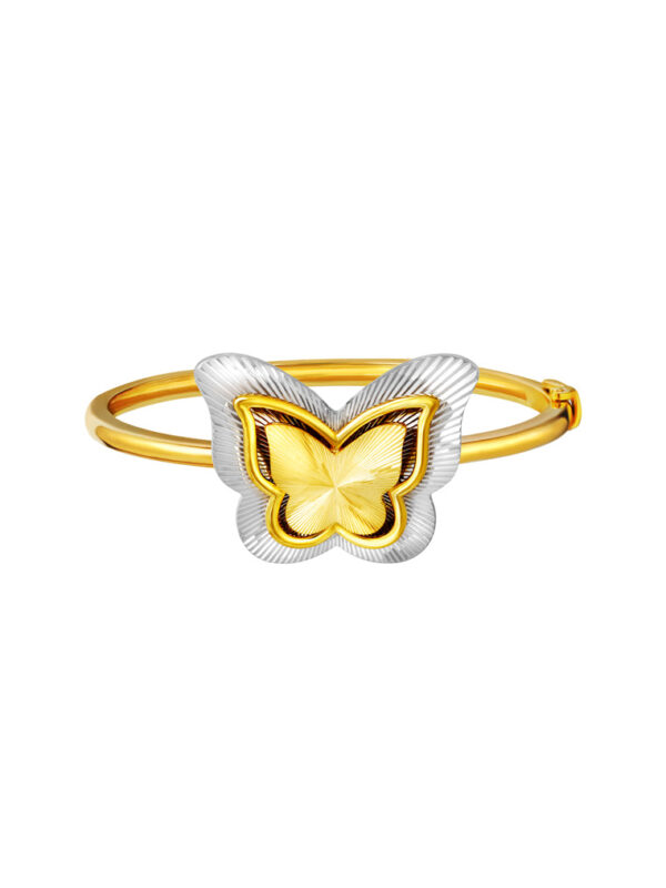 TOMEI Dual-Tone Butterfly Bangle, Yellow Gold 916