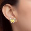 TOMEI Dual-Tone Butterfly Earrings, Yellow Gold 916