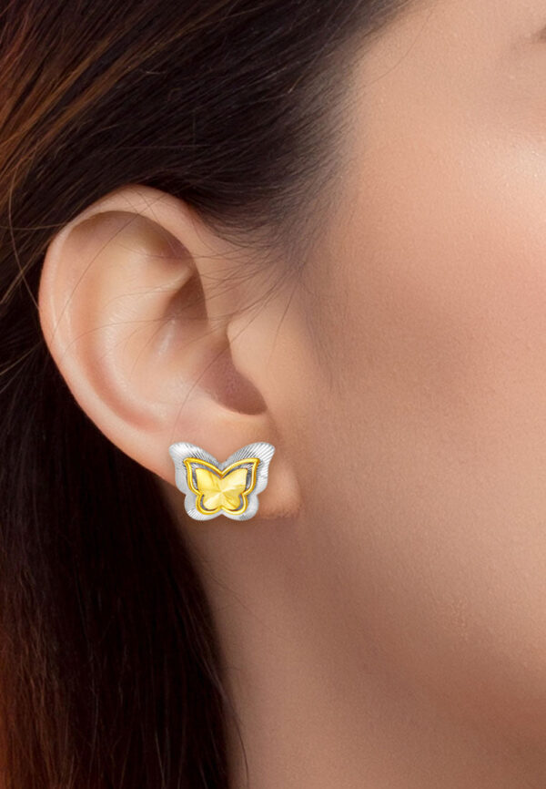 TOMEI Dual-Tone Butterfly Earrings, Yellow Gold 916
