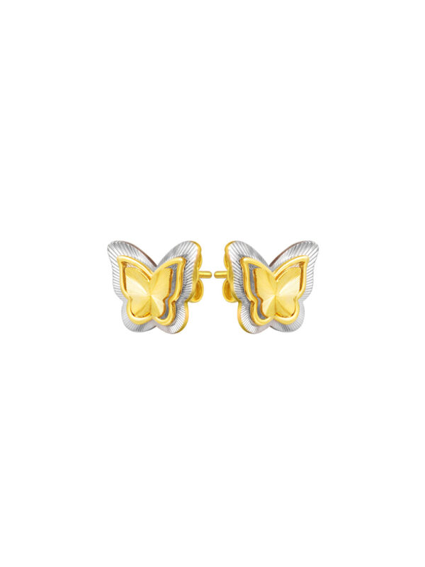 TOMEI Dual-Tone Butterfly Earrings, Yellow Gold 916
