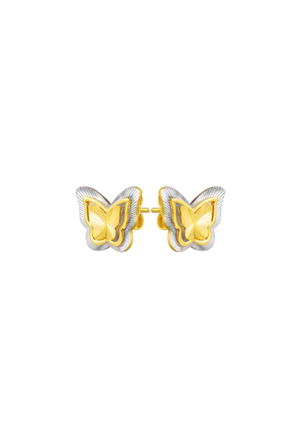 TOMEI Dual-Tone Butterfly Earrings, Yellow Gold 916
