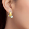 TOMEI Diamond Cut Collection Butterfly Jade Earrings, Yellow Gold 916