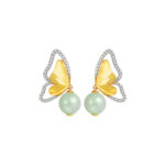 TOMEI Diamond Cut Collection Butterfly Jade Earrings, Yellow Gold 916