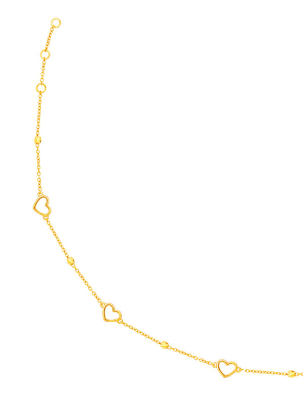 TOMEI Frontispiece of Arrayal with Hearts Bracelet, Yellow Gold 916