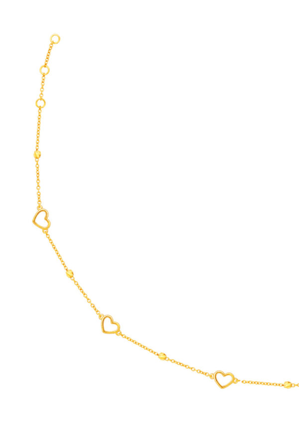 TOMEI Frontispiece of Arrayal with Hearts Bracelet, Yellow Gold 916