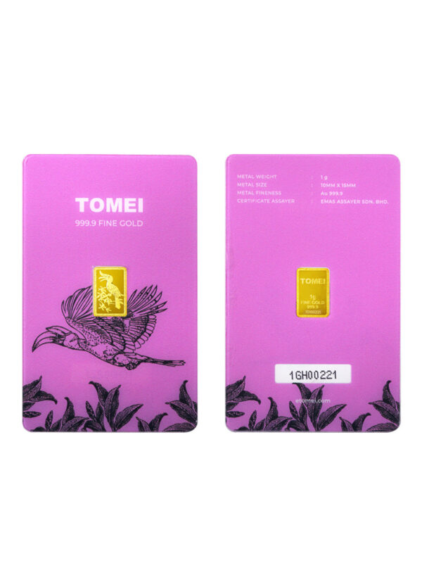 TOMEI Hornbill Gold Bar 1G Purple Card | Fine Gold 9999