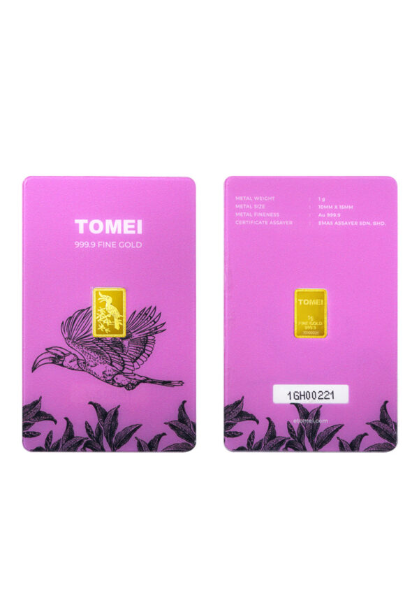 TOMEI Hornbill Gold Bar 1G Purple Card | Fine Gold 9999