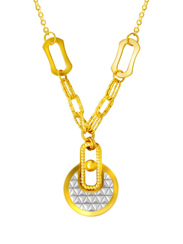 TOMEI Lusso Italia Dual-Tone Lock Pad Necklace, Yellow Gold 916