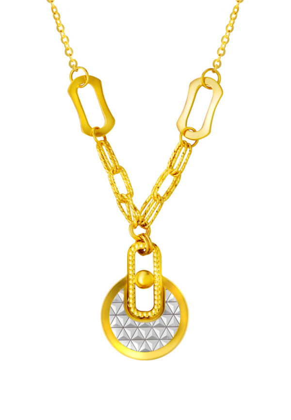 TOMEI Lusso Italia Dual-Tone Lock Pad Necklace, Yellow Gold 916