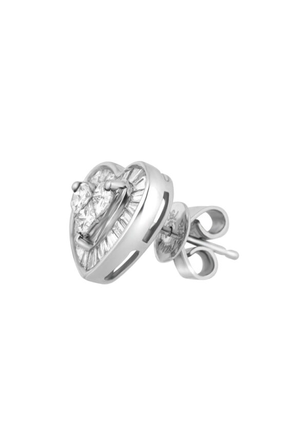 TOMEI Full Heart Diamond Earrings, White Gold 750 (Z0448E)