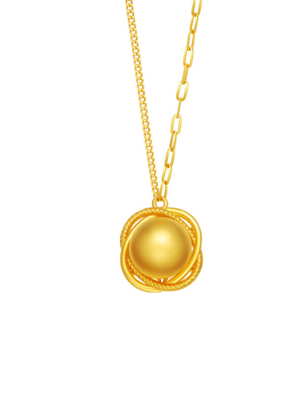 TOMEI Golden Ball Blossom Necklace, Yellow Gold 999 (5D)