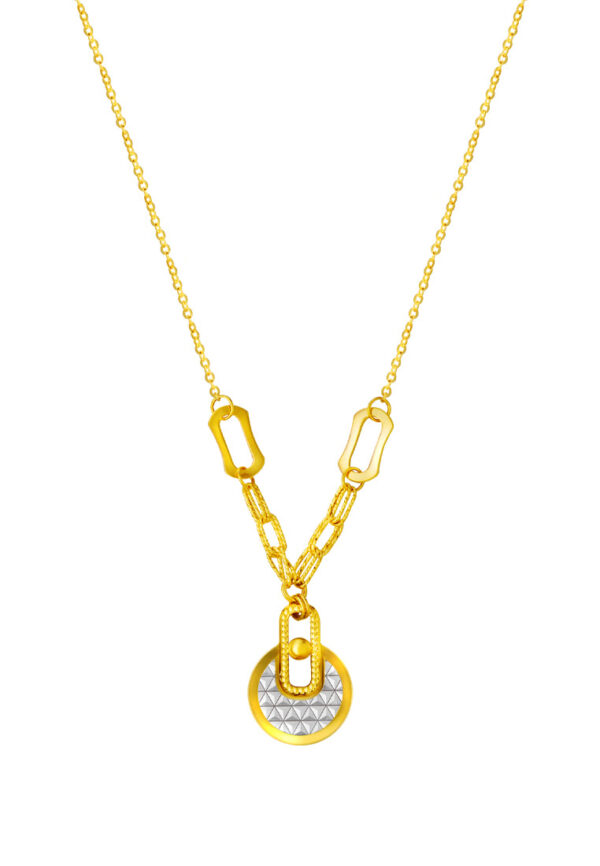 TOMEI Lusso Italia Dual-Tone Lock Pad Necklace, Yellow Gold 916
