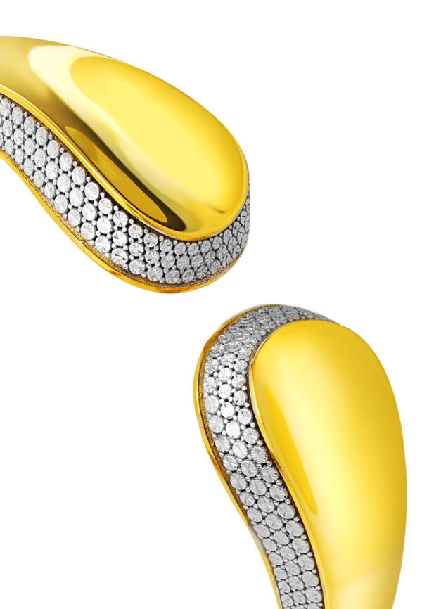 TOMEI Diamond Cut Collection Open (Matte) Bangle, Yellow Gold 916