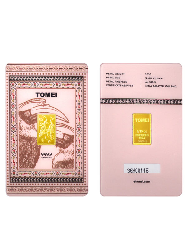 TOMEI Hornbill Gold Bar 3.11G Pink Card | Fine Gold 9999