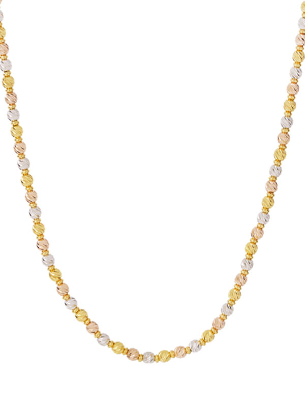 TOMEI Lusso Italia, Tri-Tone Ball Necklace, Yellow Gold 916